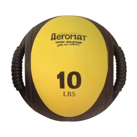 AEROMAX Dual Grip Power Med Ball 9 in. Dia. 10 LB Black- Yellow AE12829
